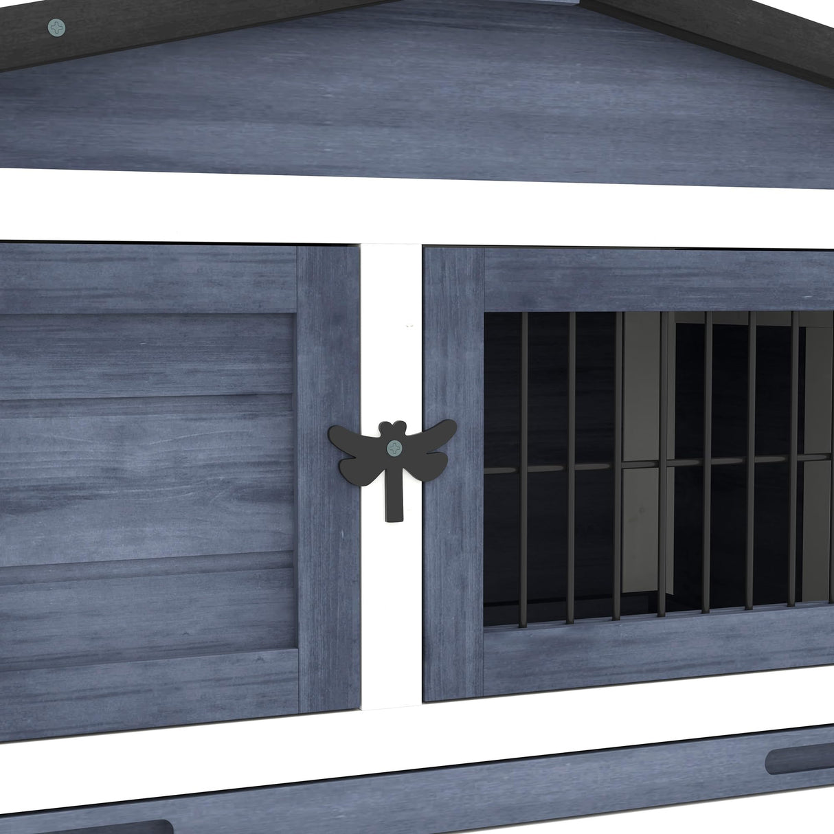 PawHut 2 Levels Outdoor Rabbit Hutch with Openable Top, 59" Wooden Large Rabbit Cage with Run Weatherproof Roof, Removable Tray, Ramp, Dark Gray PawHut