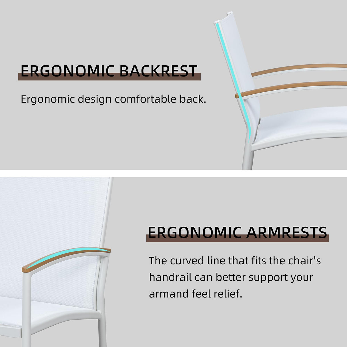 Shintenchi 3 Pieces Patio Bistro Sets, Outdoor Textilene Fabric Conversation Bistro Set, Textilene Fabric Front Porch Chairs Small Patio Furniture Set with Table for Lawn,Garden,Balcony (White) Shintenchi