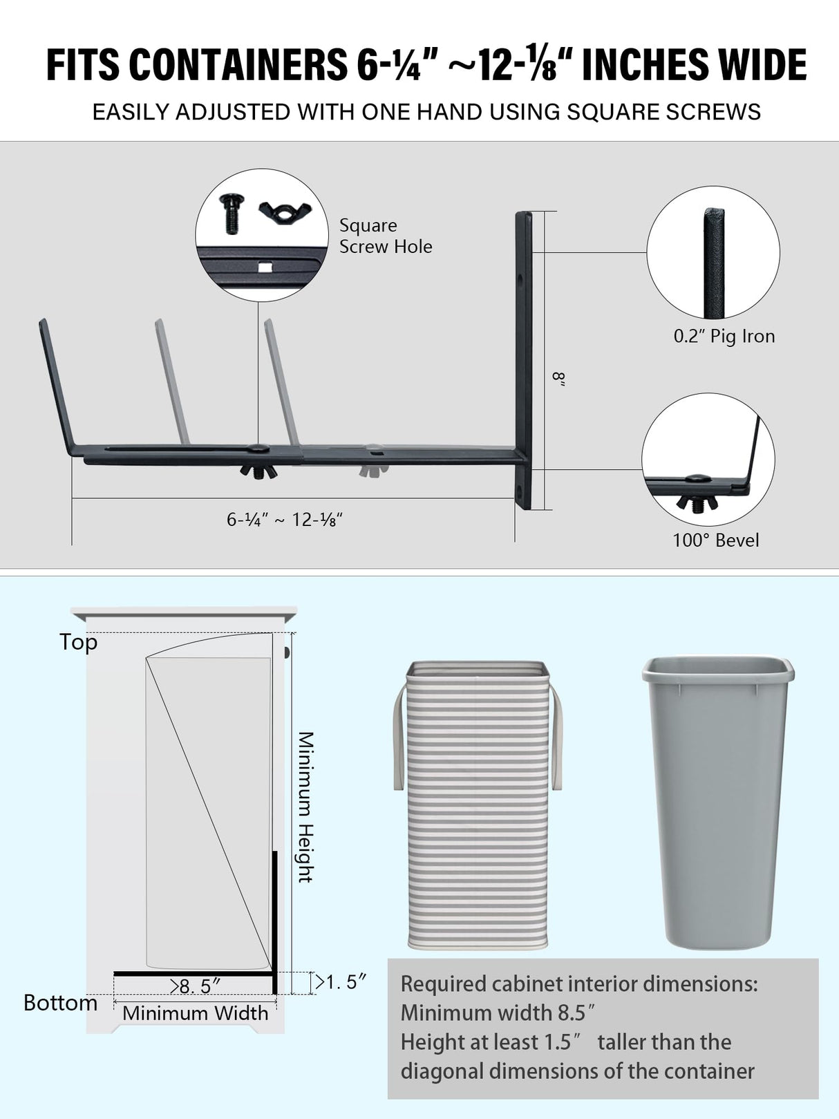 ZRD Tilt Out Trash Can Cabinet DIY Kit for Single Cabinet, Pet Proof Hidden Trash Can Cabinet Conversion Kit, Suitable for Kitchen, Bathroom, Living Room, and Dining Room ZRD