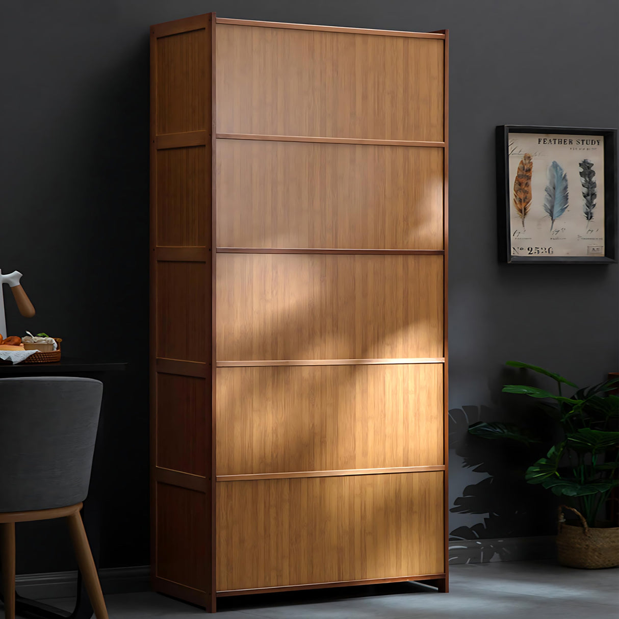 70" Bamboo Farmhouse Kitchen Pantry Cabinet with Acrylic Doors and Multi-Storage Drawers ouioyggk