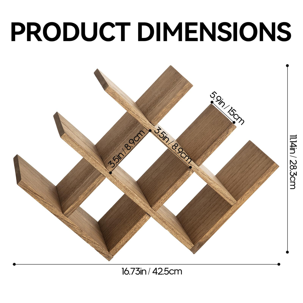 KIRIGEN 8-Bottle Countertop Wine Rack - Wine Bottle Holder for Bar Table/Wine Cabinet Free Standing - Wood 3-Tier Wine Display and Storage Shelves Dark Brown XHJJ3-DBR KIRIGEN