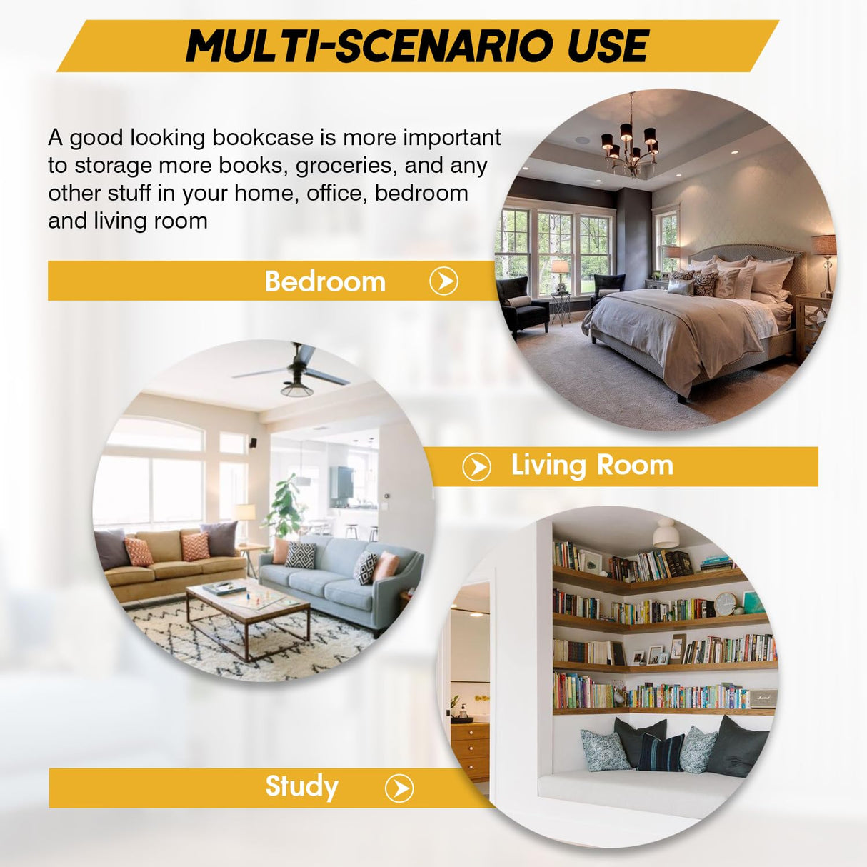 PayLessHere Modern Brown 5-Tier Bookshelf for Stylish Storage and Organisation PayLessHere