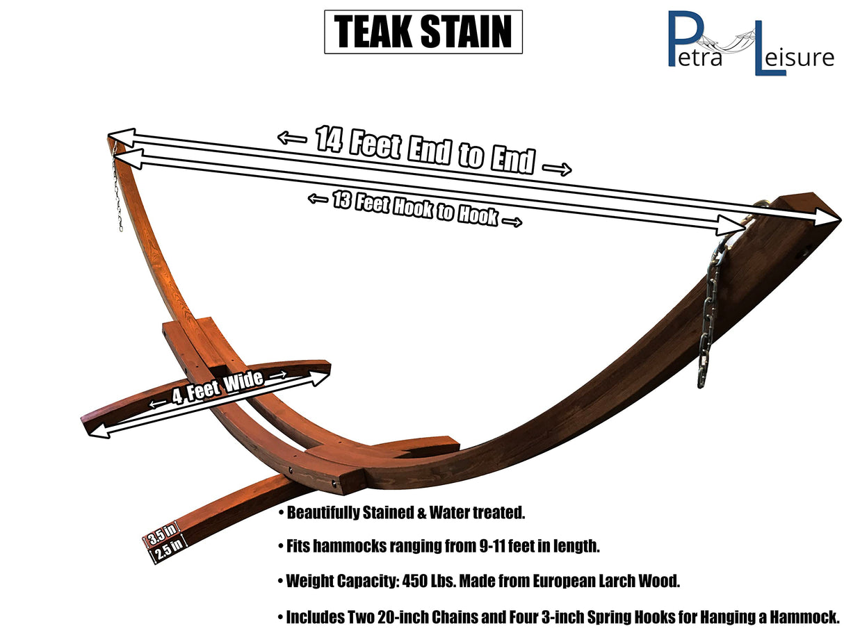 Petra Leisure 14 Ft. Wooden Arc Hammock Stand. 450 LB Capacity. Teak Stain Finish Petra Leisure