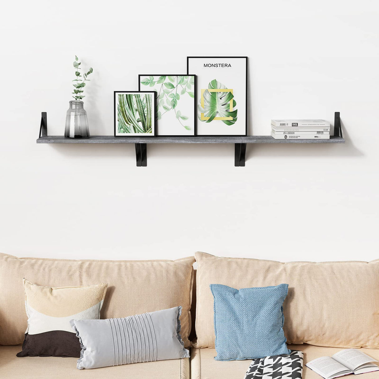 Forbena Grey Floating Shelves for Wall Decor Set of 3, Floating Book Shelves for Bedroom Living Room Classroom Library Office, Wall Mounted Shelf for Kids Room Christmas Decor (Rustic Gray) Forbena