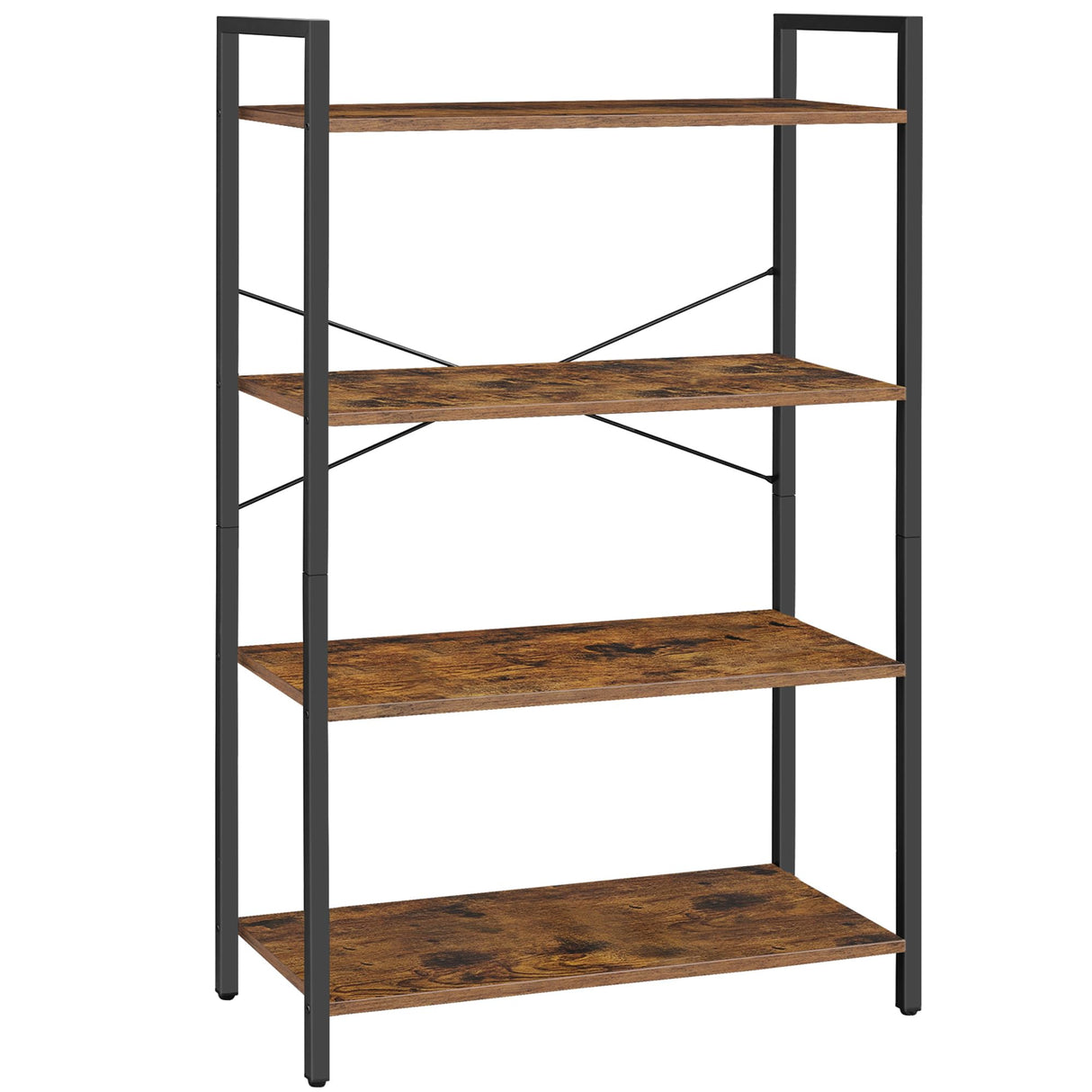 VASAGLE 4-Tier Tall Bookshelf, Large Bookcase with Steel Frame, Deep Book Shelf for Living Room, Home Office, Study, 11.8 x 31.5 x 47 Inches, Industrial Style, Honey Brown and Black ULLS140K01