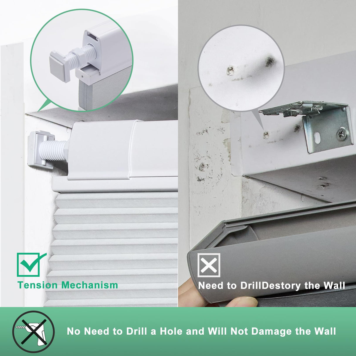 Tonature No Tools No Drill Top Down Bottom Up Cellular Shades for Windows, 1" Blackout Fabric, Cordless Honeycomb Blinds for Indoor Window, Thermal Insulated Noise Reduction, 31" W x 64" H, White Tonature