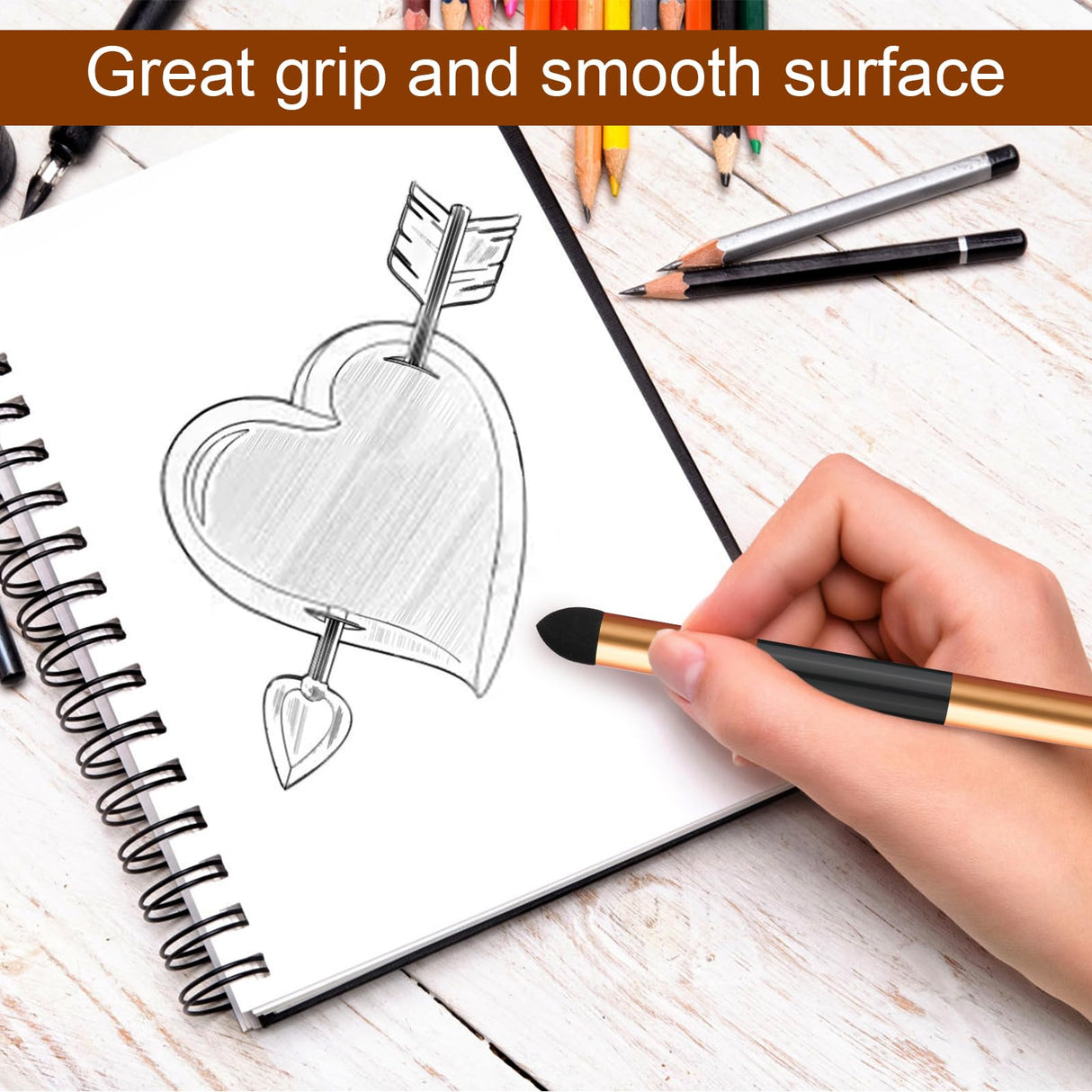 6pcs Artist Blending Sponge Pen, 2 Sizes Double-Headed Detail Blending Stump Pen Sketch Pen Brush Rubbing Sponge Drawing Art Blender Tool Drawing Blender for School Students Beginners Artists PEUTIER
