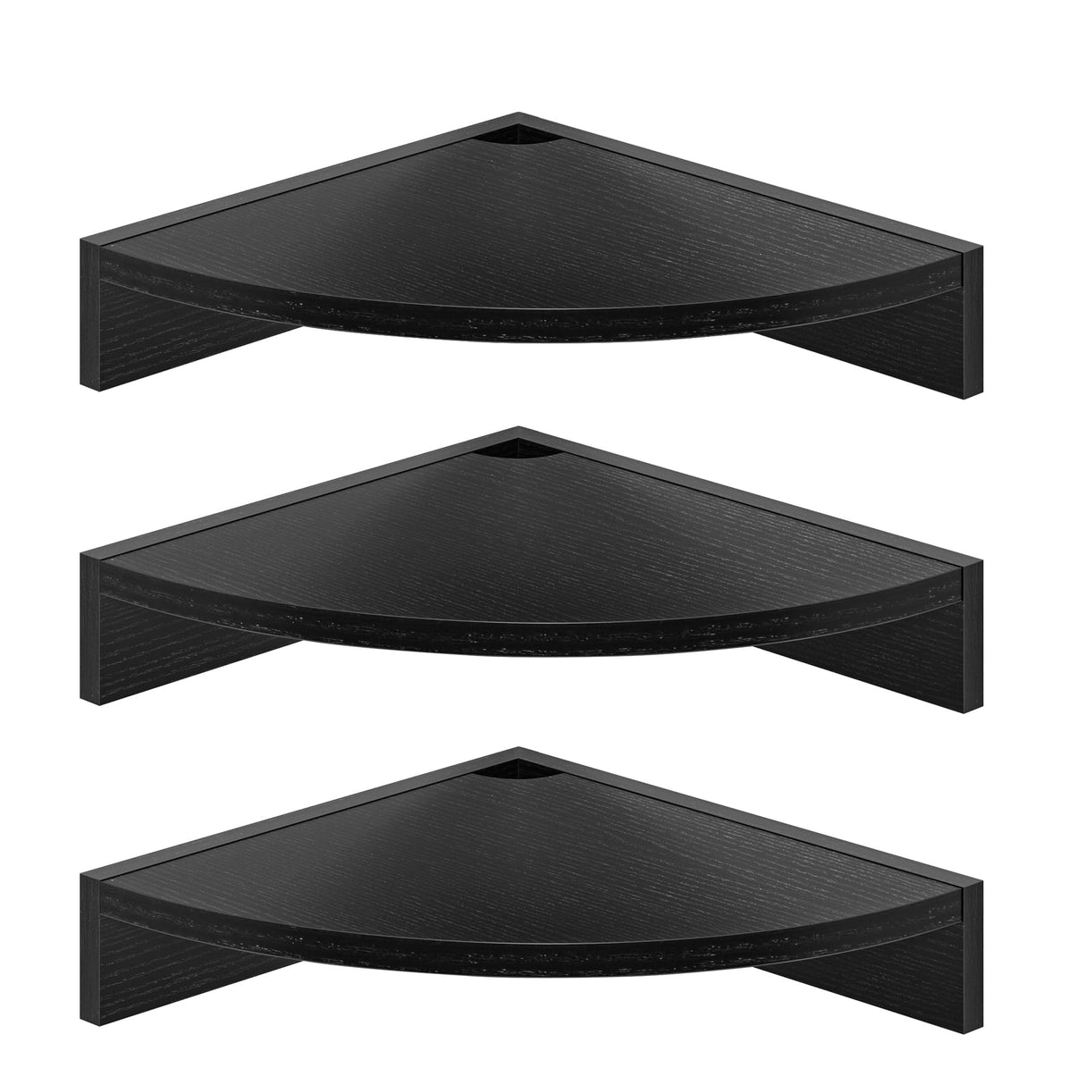 Fun Memories Corner Shelf Wall Mount, Wood Floating Corner Shelves, Corner Wall Shelf for Bedroom, Bathroom, Kitchen, Living Room (Black, 3 Pack) Fun Memories