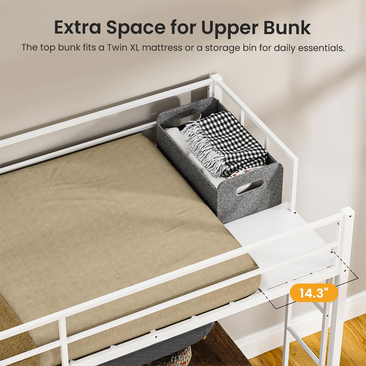 Mixcous Triple Bunk Bed Twin Over Twin Bunk Bed for 3, Guardrails and Ladder Metal Bunkbed, 3 Bed Teens and Adults, No Box Spring Needed, White Mixcous