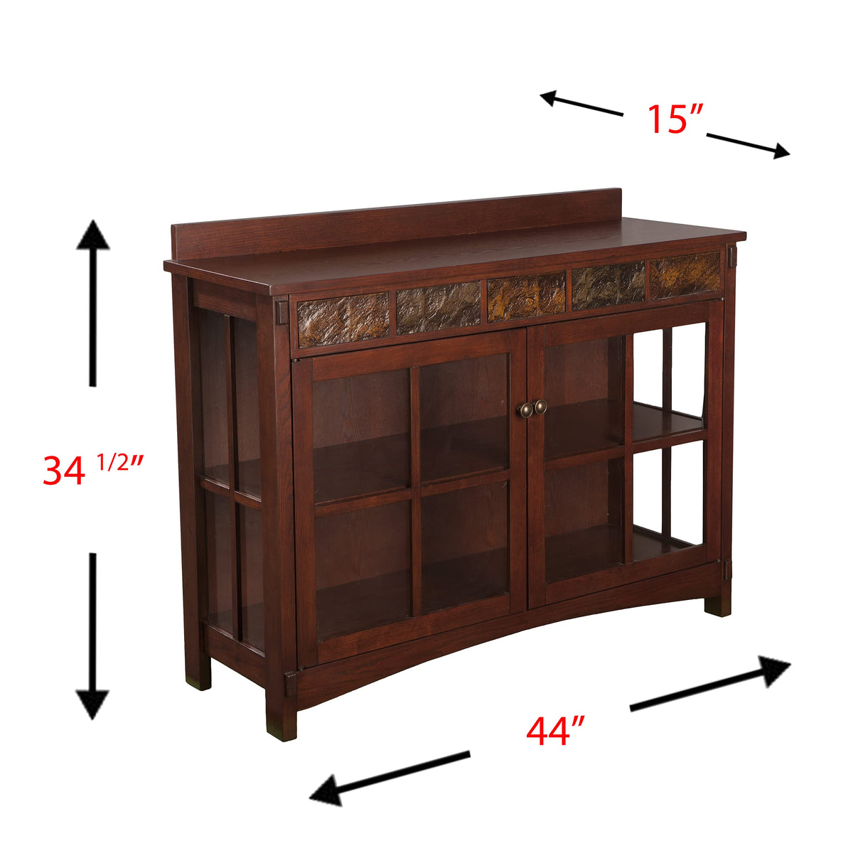 SEI Furniture Camino Mission Faux Slate Sideboard and Display Curio, Dining Room With Entryway Mission Style Ash, Brown SEI Furniture