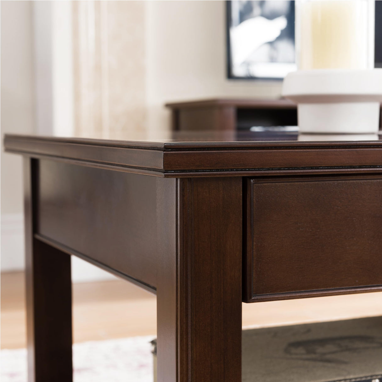 Leick Home 10504 Laurent Two Drawer Coffee Table with Shelf, Chocolate Cherry Leick Home