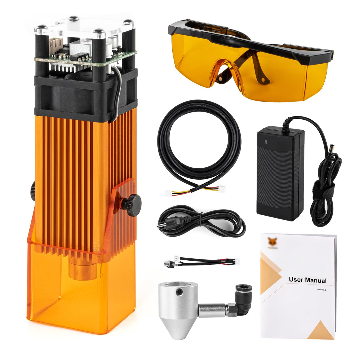 FoxAlien Fixed-focus FA40W Engraver Module Class 4 450nm PWM TTL for FoxAlien Masuter 4040, Masuter Pro, 4040-XE, WM3020, XE-PRO, Vasto Series CNC Engraving Machine (10000mW Optical Output) FoxAlien