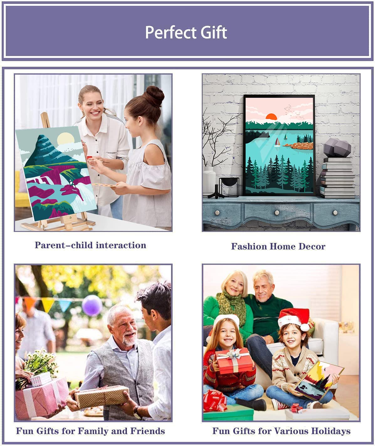 LWZAYS Paint by Number for Adults,Landscape Lake Mountain Paint by Numbers,Without Frame DIY Oil Painting Acrylic Paints for Wall Art(6 Pack 8X12 Inch LWZAYS