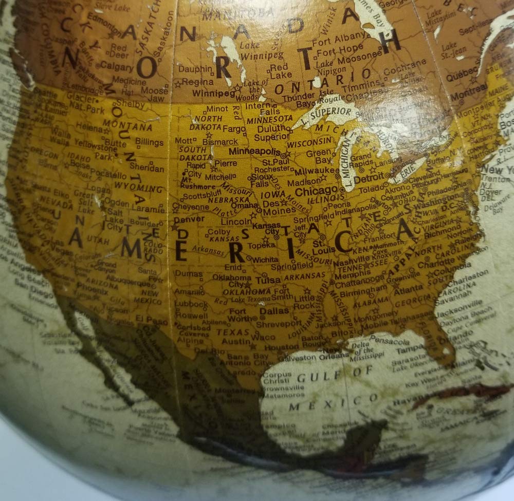 Replogle Andorra Globe, 12" Desktop World Globe, Raised Relief, Up-to-date Cartography, Smart Intelli-enabled World Map, Made in the USA, Antique Replogle