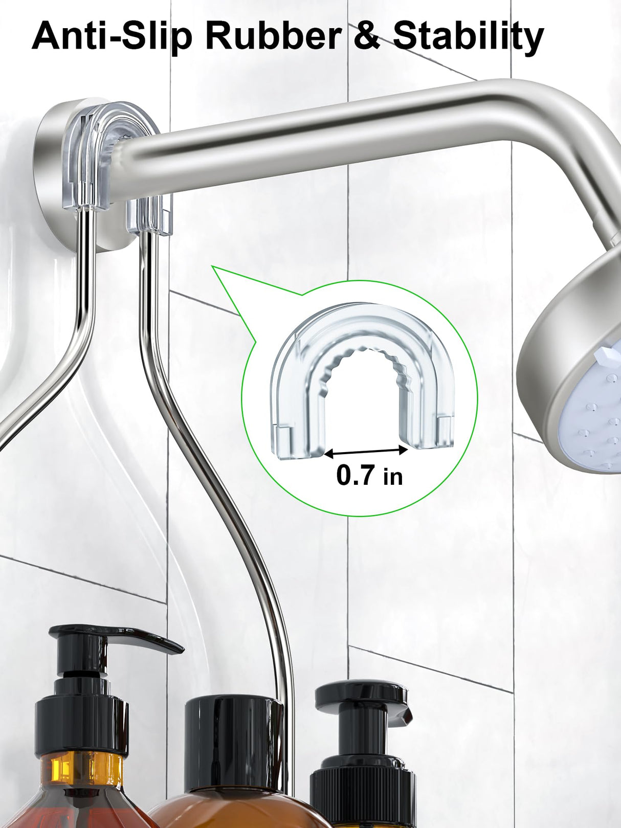 SMARTAKE Hanging Shower Head Caddy, Rustproof Bathroom Shower Shelf Organizer, SUS201 Stainless Steel Over The Storage Rack, for Toilet, Bathroom, Silver SMARTAKE