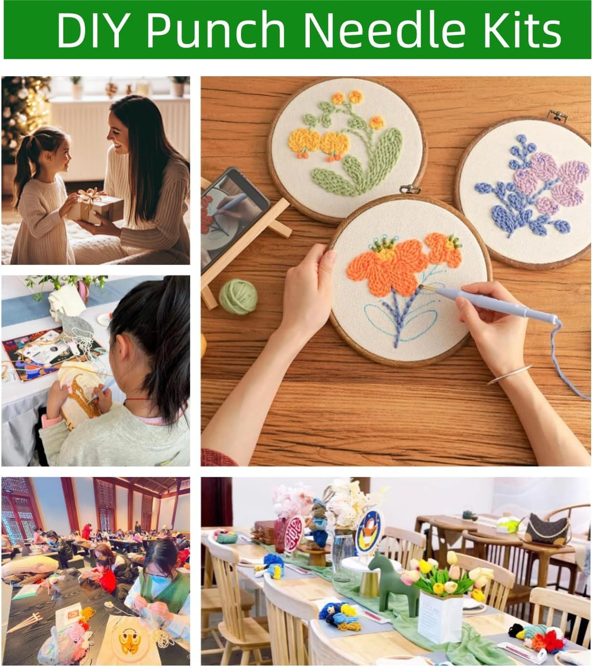 Punch Needle Kit for Beginners – Calf Punch Stitching Kit for Adults, DIY Needle Punch Kits for Art Crafts, Ideal for All Ages, Perfect for Festival Decorations & Gifts Generic
