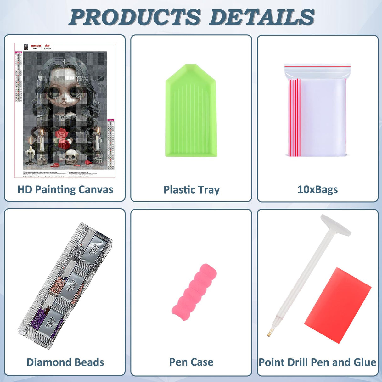 DOMROM Gothic Diamond Painting Kits for Adults, 5D Diamond Art Kits for Beginners, DIY Dark Round Full Diamond Gemstone Art Rhinestone Painting for Wall Decoration 12x16inch DOMROM