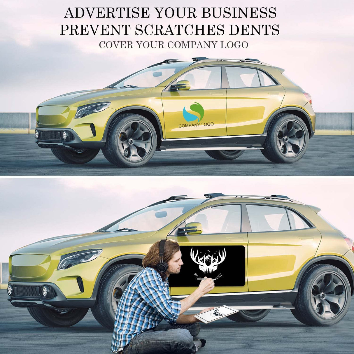 OUCPC Black Blank Car Magnets with 40 mils, 2 Pack 24” x 12” Car Magnets and Decals, Rounded Corners Car Door Magnets, Magnet for Car to Advertise Business, Prevent Car Scratches & Dents OUCPC