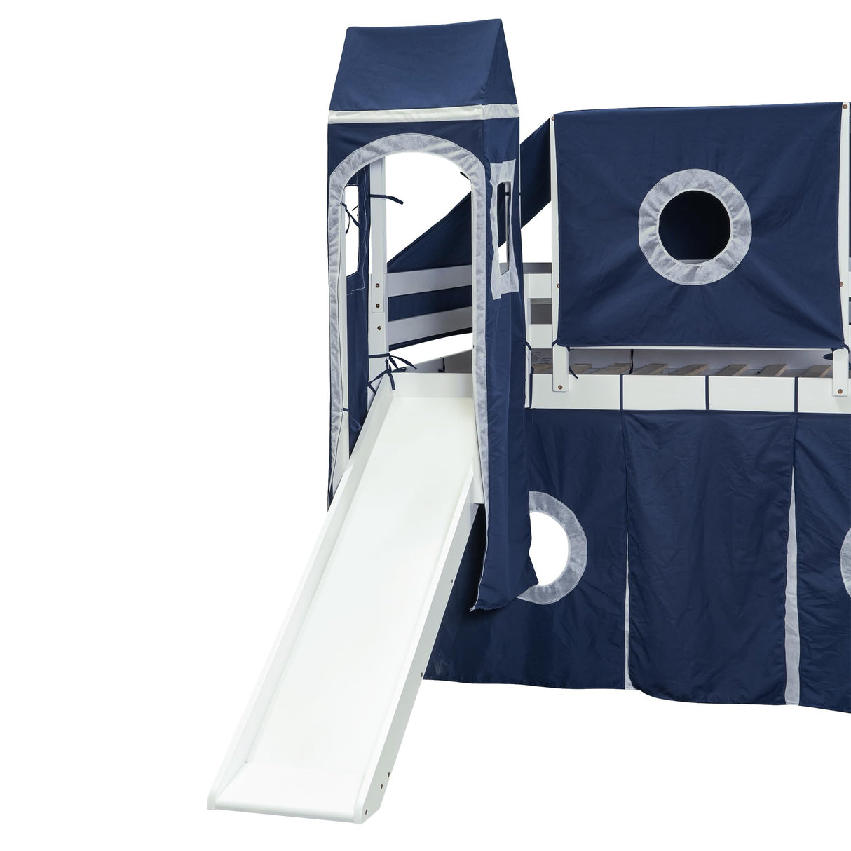 Harper & Bright Designs House Loft Bed with Slide and Storage Stairs, Wood Kids Loft Bed with Tent and Tower, Playhouse Loft Bed Frame for Kids, Teens (Twin Size, Blue) Harper & Bright Designs