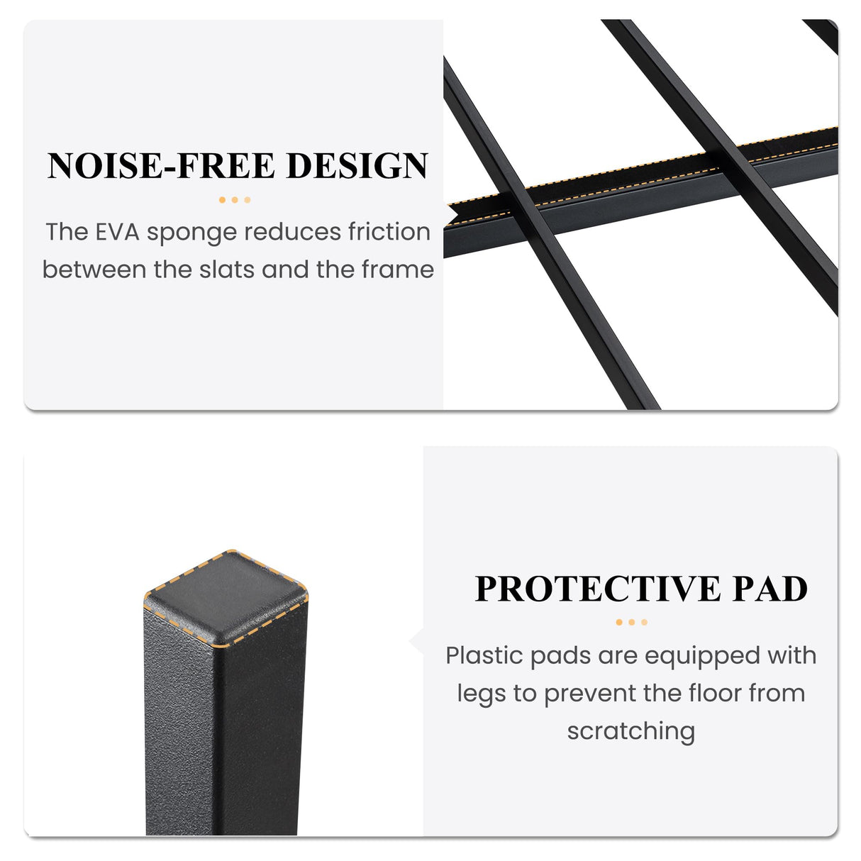 SHA CERLIN 14-Inch Full Size Metal Platform Bed Frame with Rustic Wooden Headboard and Footboard SHA CERLIN