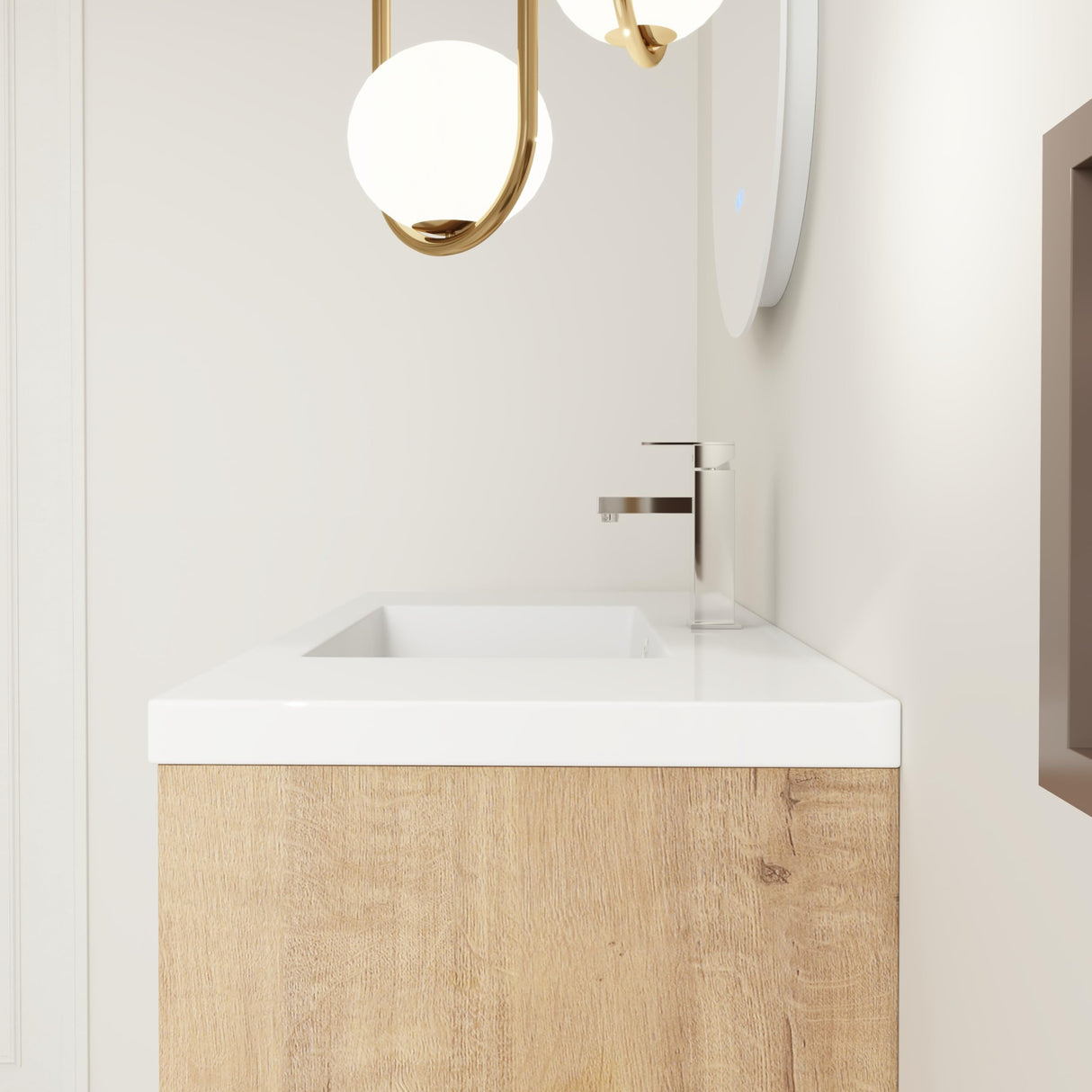 JENTORIA 72" Bathroom Vanity with Sink, 72 Inch Floating Vanity, Double Sink Wall Mounted Vanity Combo, Modern Brown Bathroom Vanity Set with 4 Doors and White Basin Sink JENTORIA