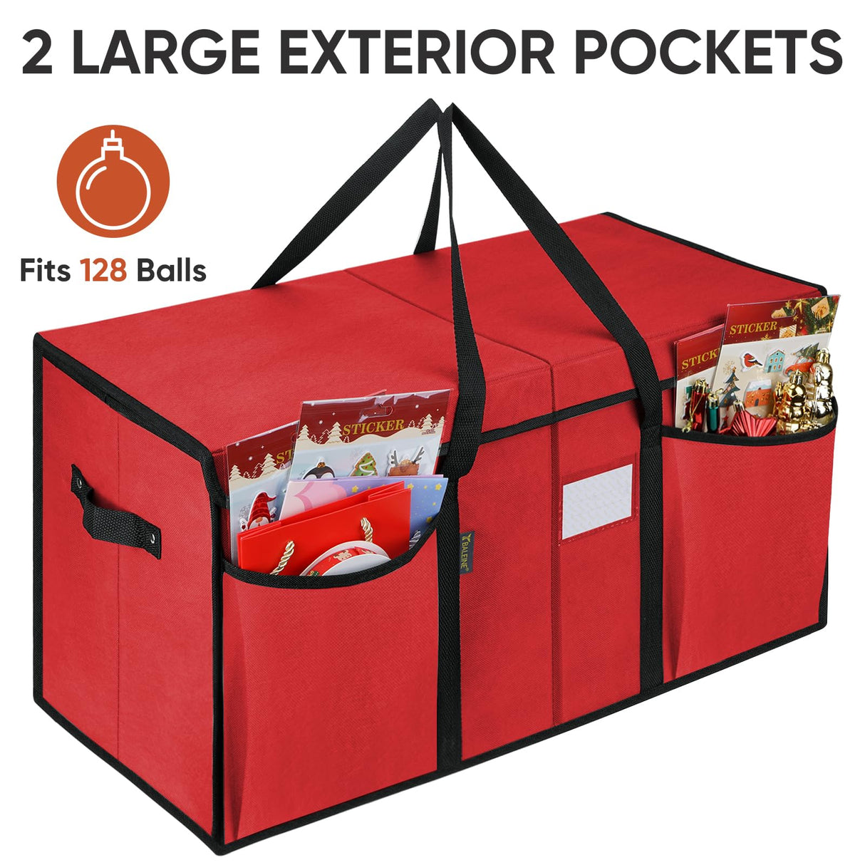 BALEINE Christmas Ornament Storage Box with Dividers, Premium Holiday Ornaments Storage Container Bin for Xmas Decorations (128 Ball, Green, Without Tray) BALEINE