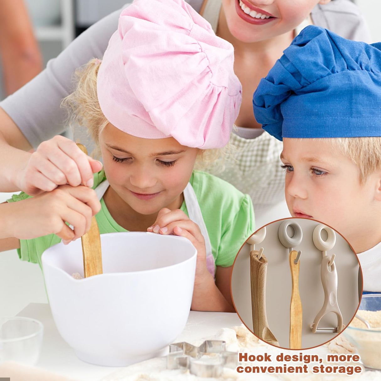 2Pcs Wooden Spatula for Cooking, Sourdough Spurtles Kitchen Tools Wooden Spurtle Spatula Dough Stir with Hanging Holes Sourdough Spatula, Kitchen Sourdough Tools Fermentation Use Wood Spatula HINGTAI