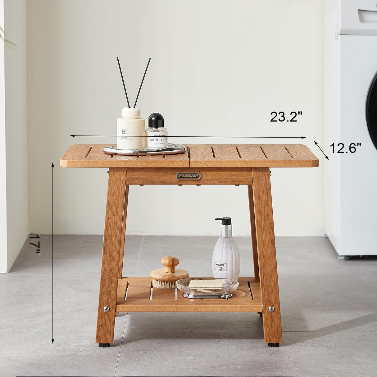 Poly Shower Stool for Inside Shower Waterproof, HDPS Shower Bench for Shaving Legs, Heavy Duty Plastic Bathroom Shower Chair Shower Seat Adjustable Feet, Shower Foot Rest Stool, No-Slip, Brown KaimuBench