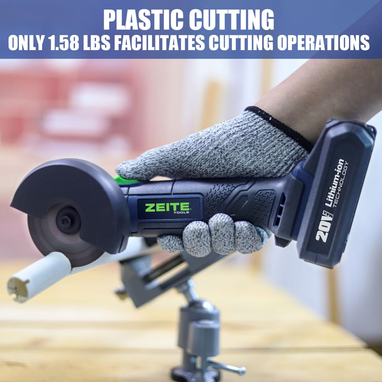 ZEITE 3" Cordless Cut Off Tool, 20V 2.0Ah Mini Cutter, Max Cutting Depth 1/2", 19500RPM Cutting Tool with 3 Cutting Discs 1 Flap Disc for Rust Removal, Battery and Charger Supplied Zeite