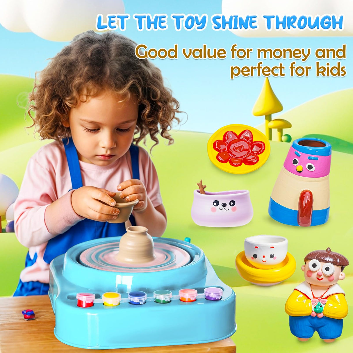 MOMJOY Pottery Wheel Toys for Ages 8-13, Pottery Wheel for Kids and Adults - Arts and Crafts for Kids Ages 8-12,Pottery Wheel Kit for Beginners,Birthday Gift for Boys and Girls MOMJOY