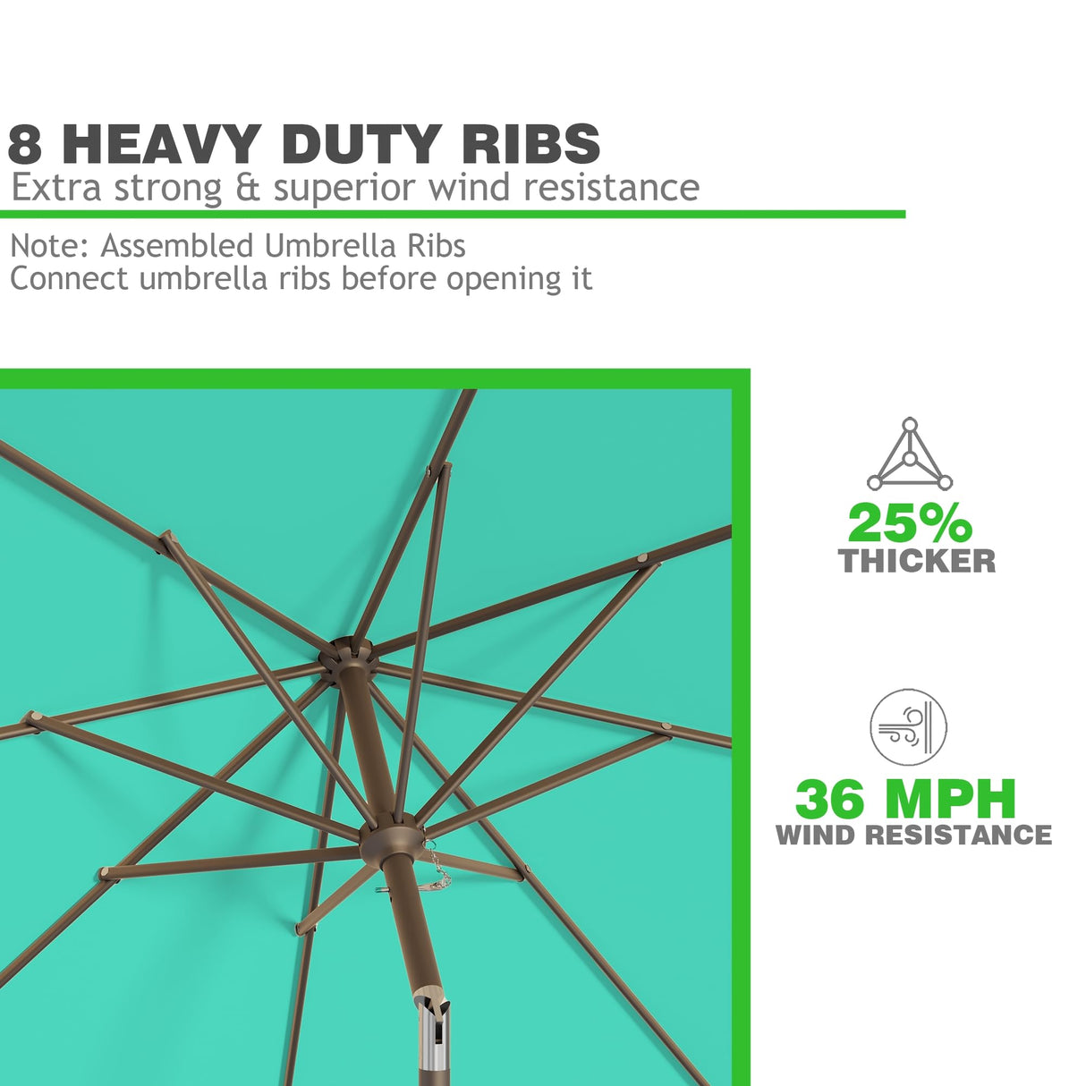 AreShark 10 FT Patio Umbrella for Outdoor, Outdoor Table Umbrella with Push Button Tilt and Crank, Outdoor Patio Umbrellas with 8 Sturdy Ribs, Patio Umbrellas for Market, Garden, Pool (Cerulean) AreShark