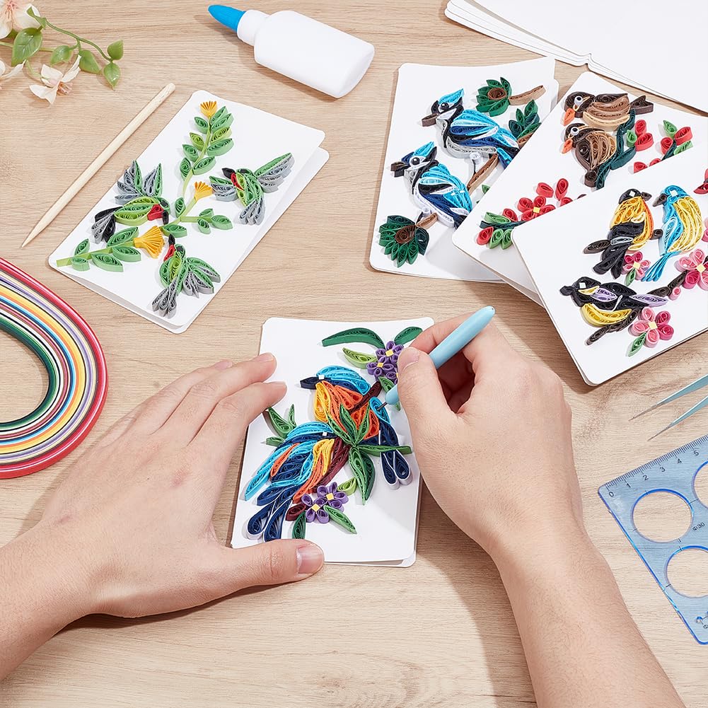 WEBEEDY 20 Sets Paper Quilling Kit for Adults Beginners DIY 5 Styles Birds Quilling Card Kit Animals Greeting Card Making Kit with Instruction DIY Quilling Supplies for Halloween Christmas Party Gifts WEBEEDY