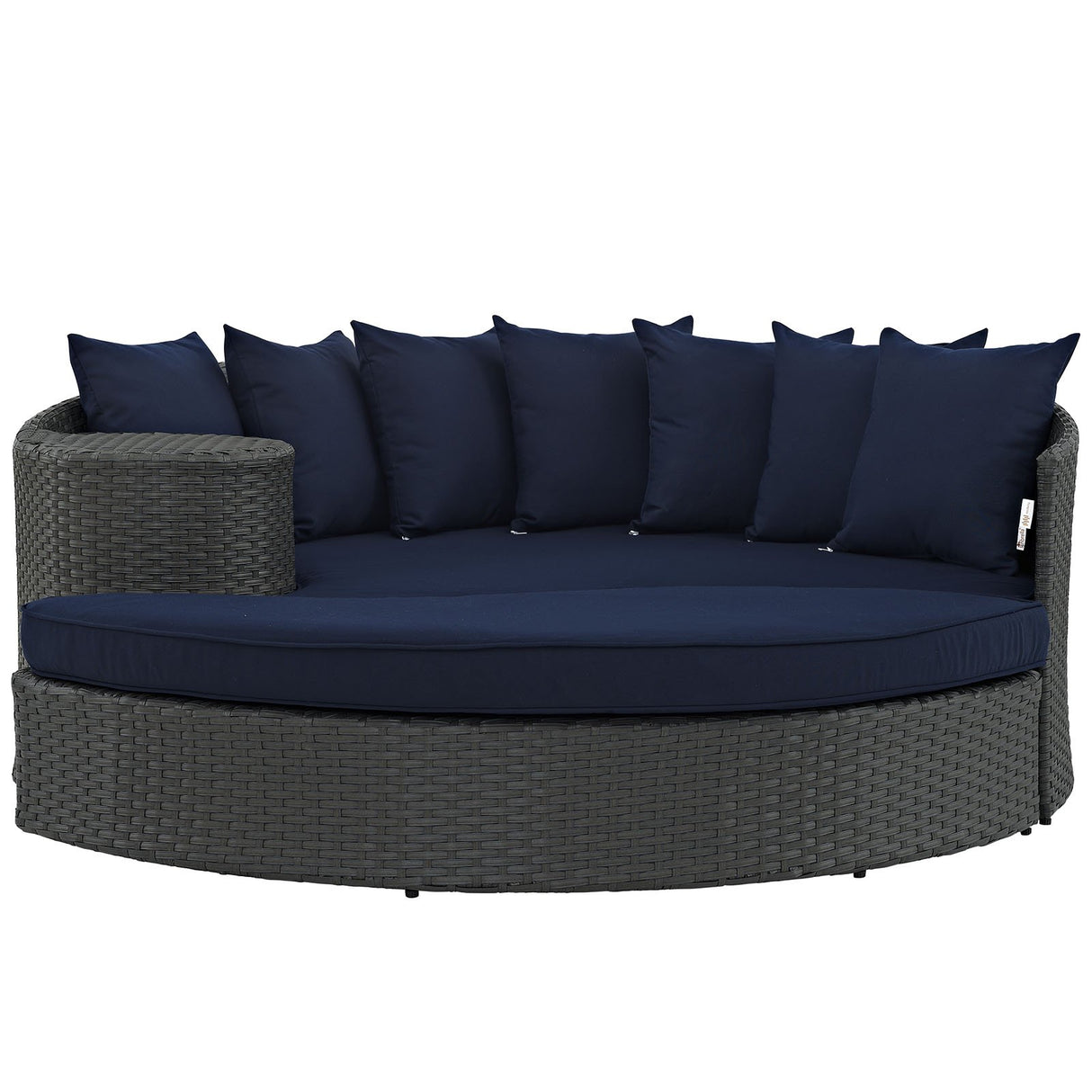 Modway Sojourn Wicker Rattan Outdoor Patio Sunbrella Fabric Daybed in Canvas Navy Modway