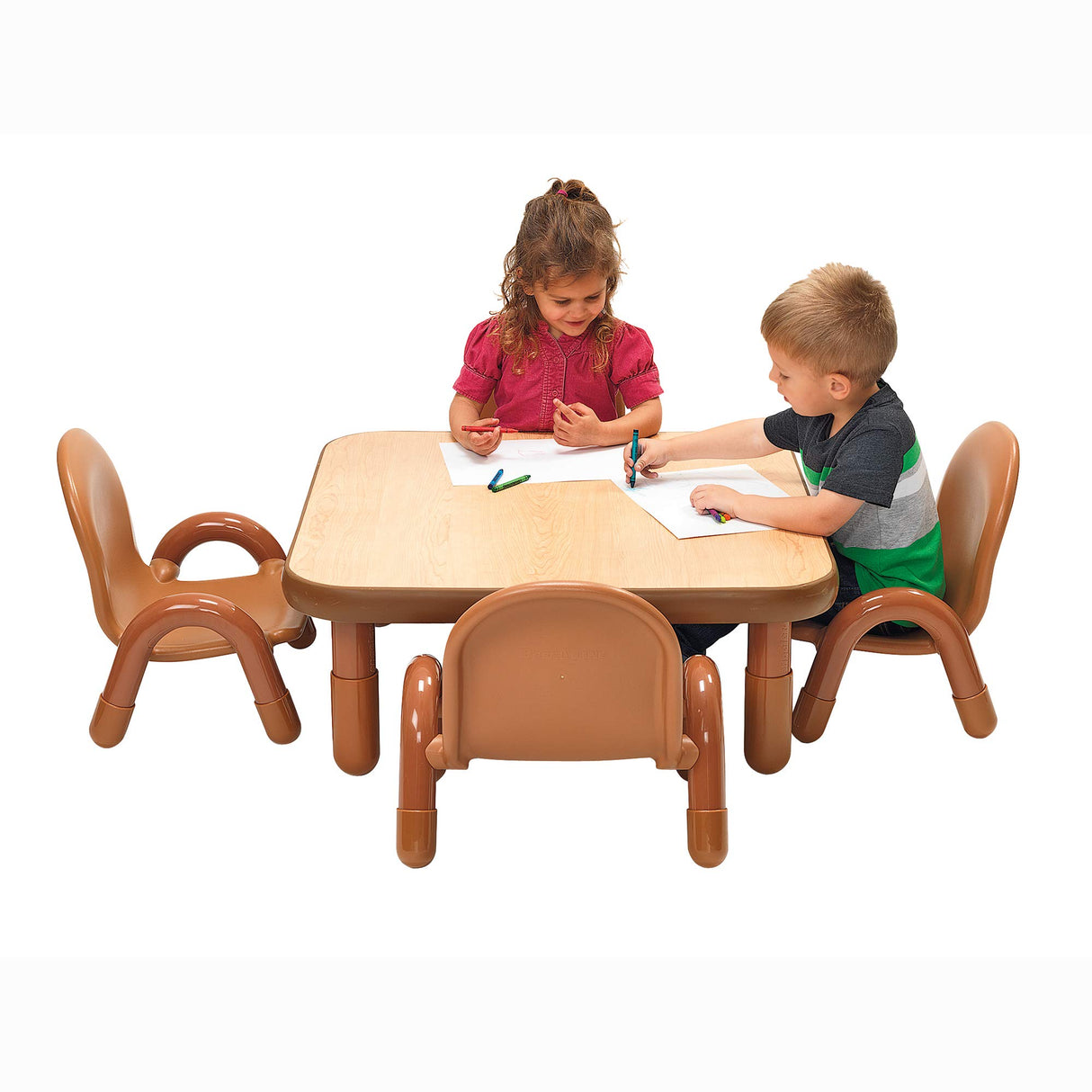 Children’s Factory Baseline Toddler Square Table and Chairs Set, Natural Wood – Includes One 30”, 12” High Square Table and Four 5” High Chairs – Durable, Lightweight, Easy to Move Children's Factory