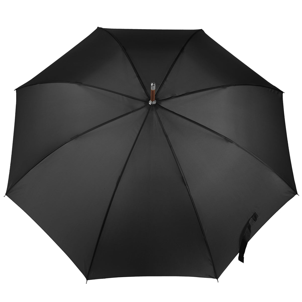 totes Auto Open Wooden Handle J Stick Umbrella, Black totes