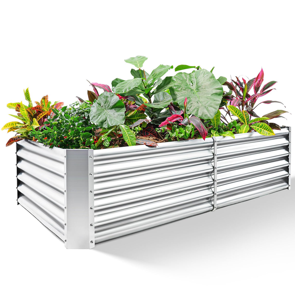 Land Guard Metal Raised Garden Bed for Gardening, 8x4x1.5ft Galvanized Raised Garden Bed, Planter Boxes Outdoor for Vegetables, Fruits and Flowers (Silver) Land Guard