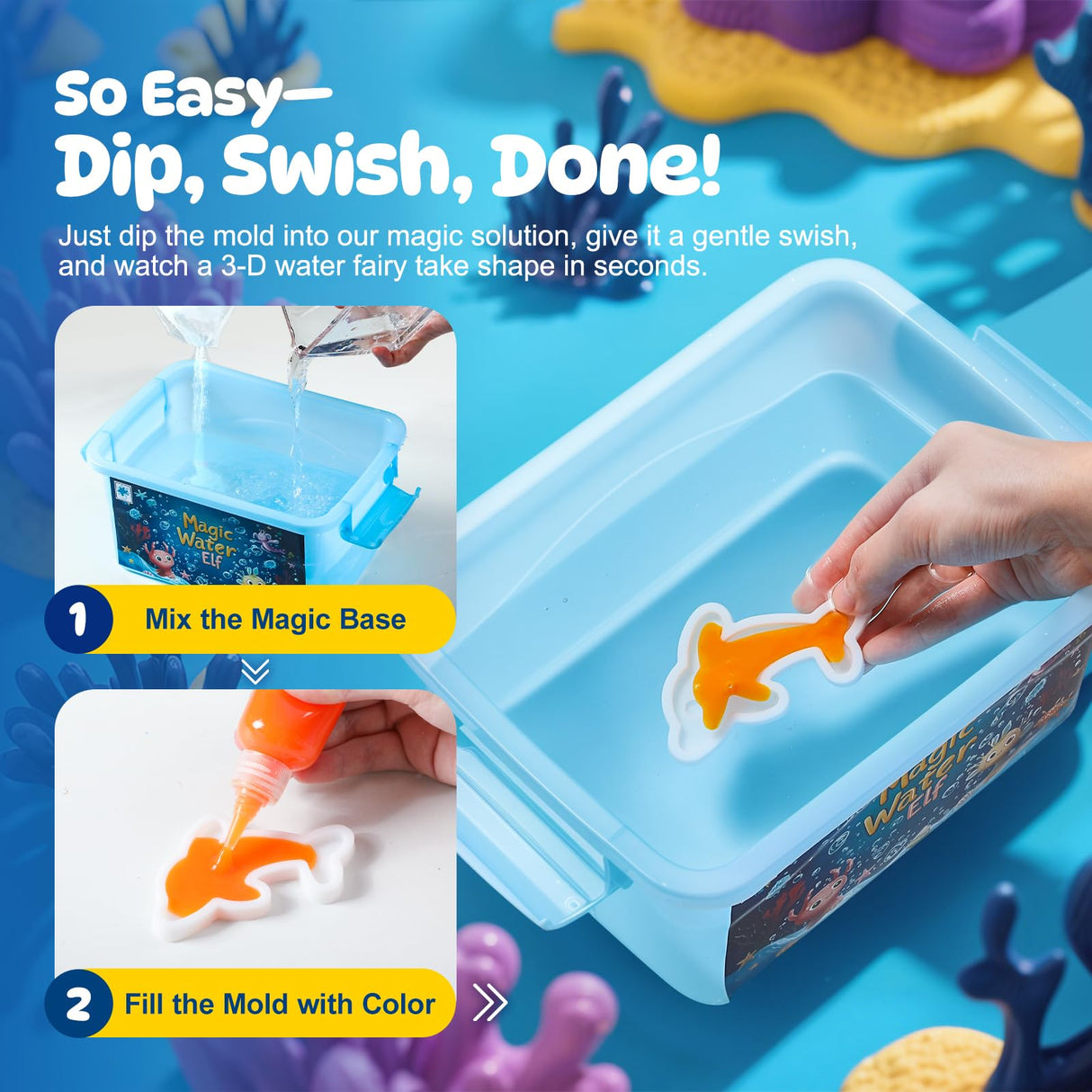 Magic Water Elf Toy Kit, Aqua Fairy Water Gel Kit for Kids with 20 Magic Gel & 10 Molds,Make Your Own Water Pets & Squishy Toys, Craft Kits for Kids Ages 8 9 10 Years Old TMOL