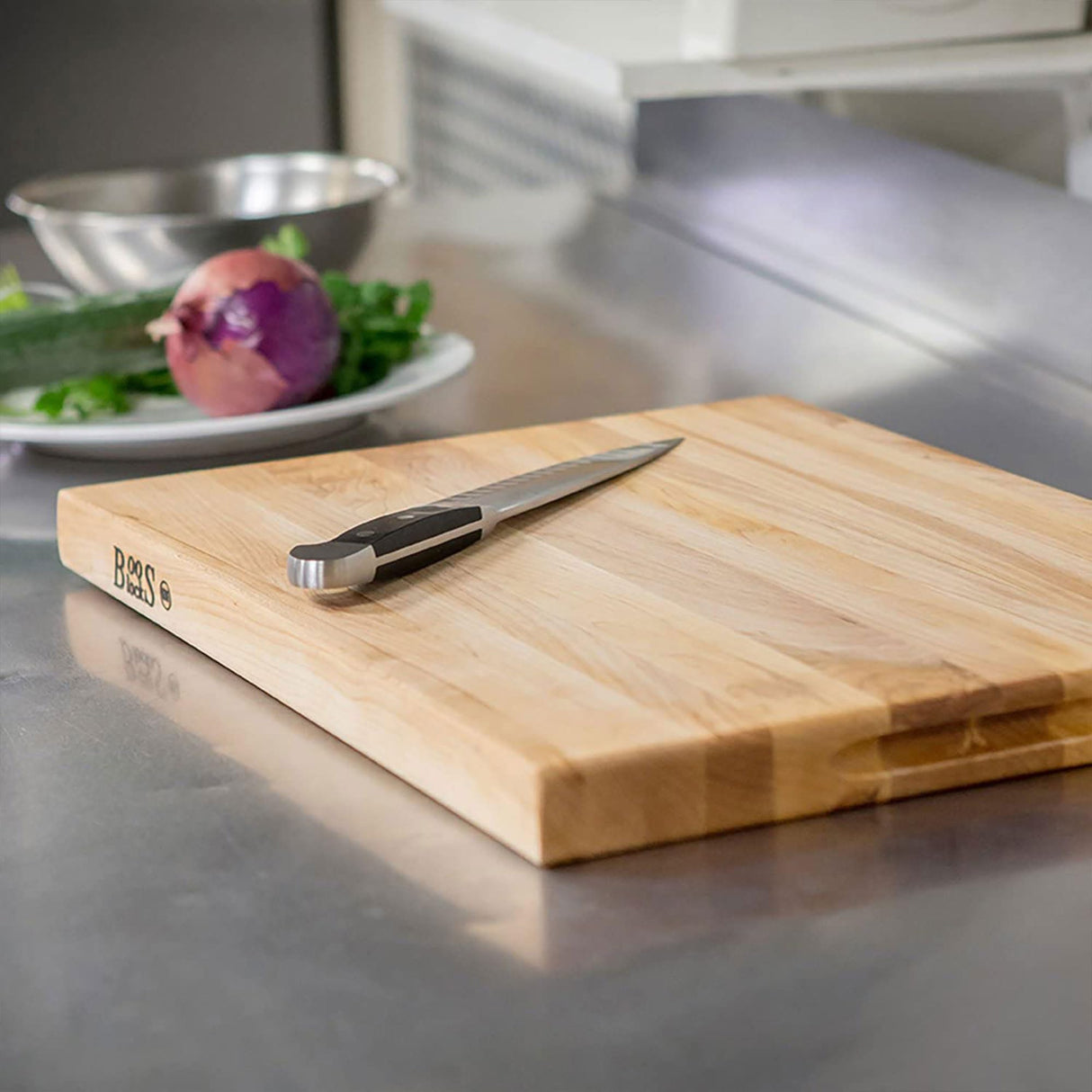 John Boos Boos Block Platinum Series Large Reversible Wood Cutting Board, 1.75-Inch Thickness, 24" x 18" x 1 3/4", Maple John Boos