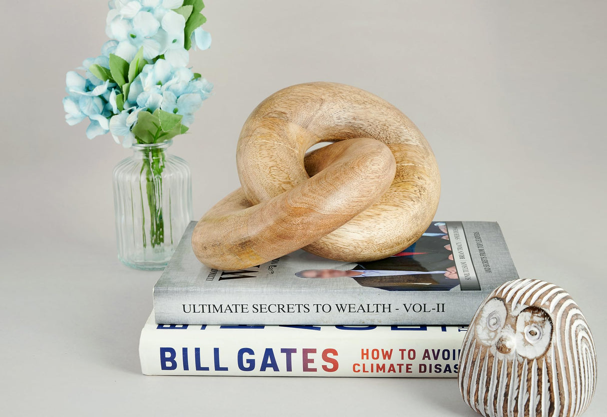 Eximious India 2 Knot Coffee Table Decor Home Decor Console Table Decor Items Book Shelf Decor Accents Living Room Wood Knot Decor Chain Link Decor (Natural Wood) Eximious India