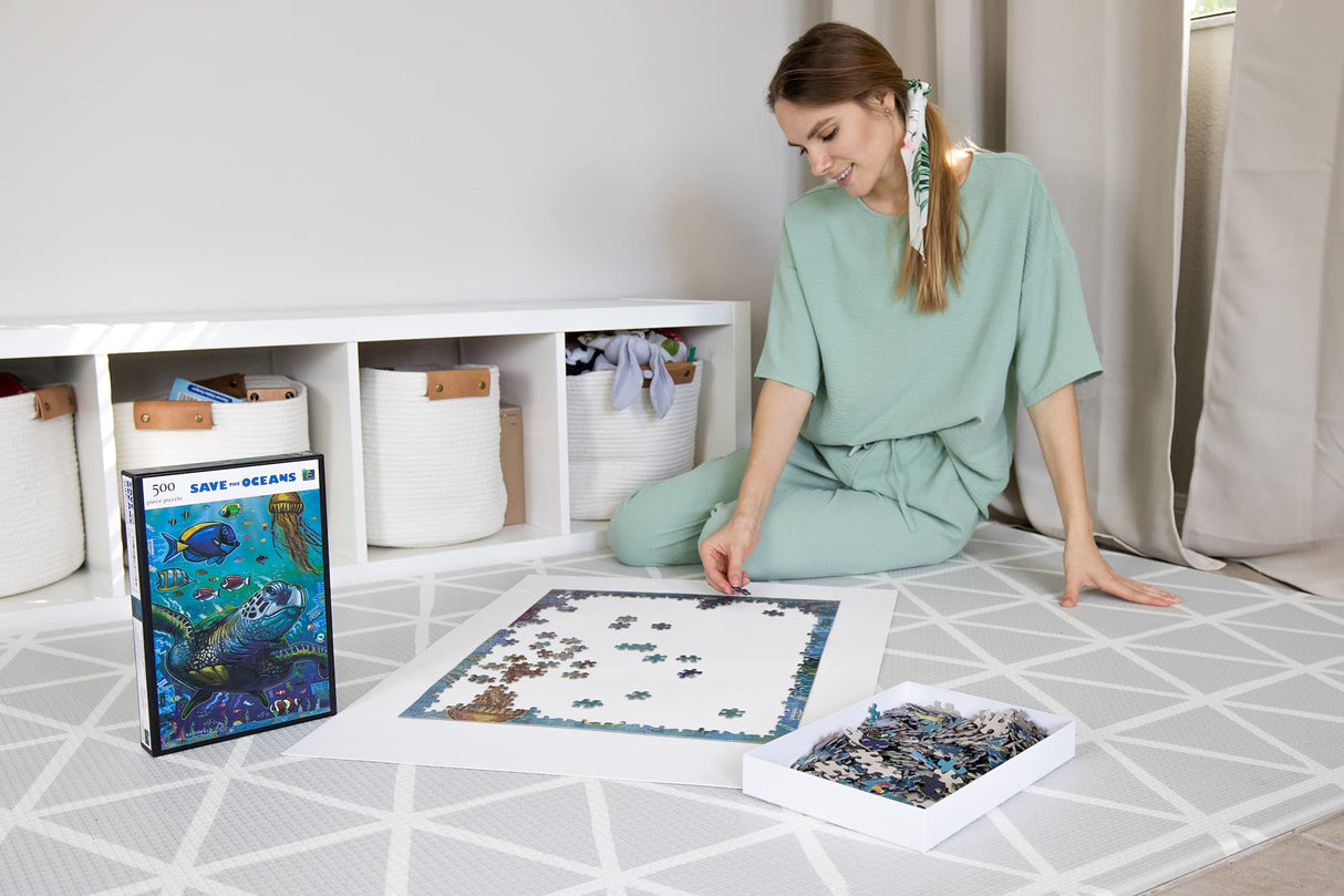 Save The Oceans 500 Piece Jigsaw Puzzle 17" x 22" Finished Size – Ocean Theme Jigsaw Puzzles for Adults and Kids Easy Planet
