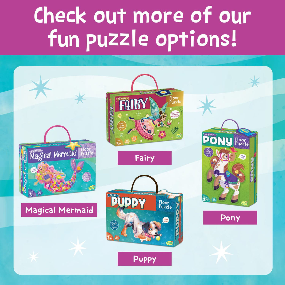 PEACEABLE KINGDOM Shimmery Unicorn Floor Puzzle, 1 EA Peaceable Kingdom