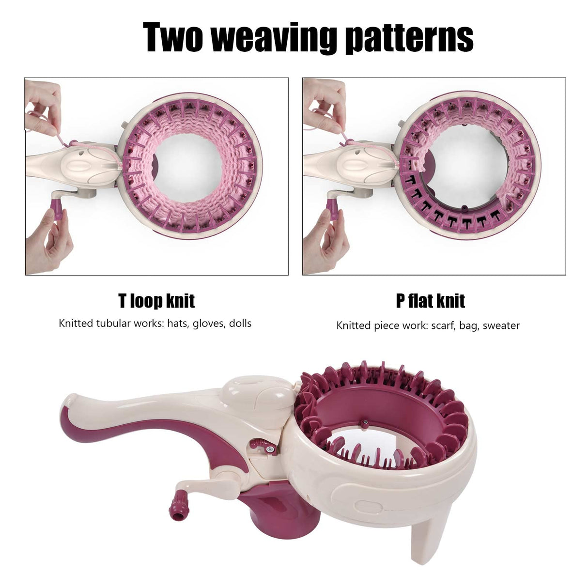 FECAMOS Loom Knitting Machine, Sturdy Round Knitting Machine Knitting Sewing Machine Hand Knitting Machine Portable for Bag FECAMOS