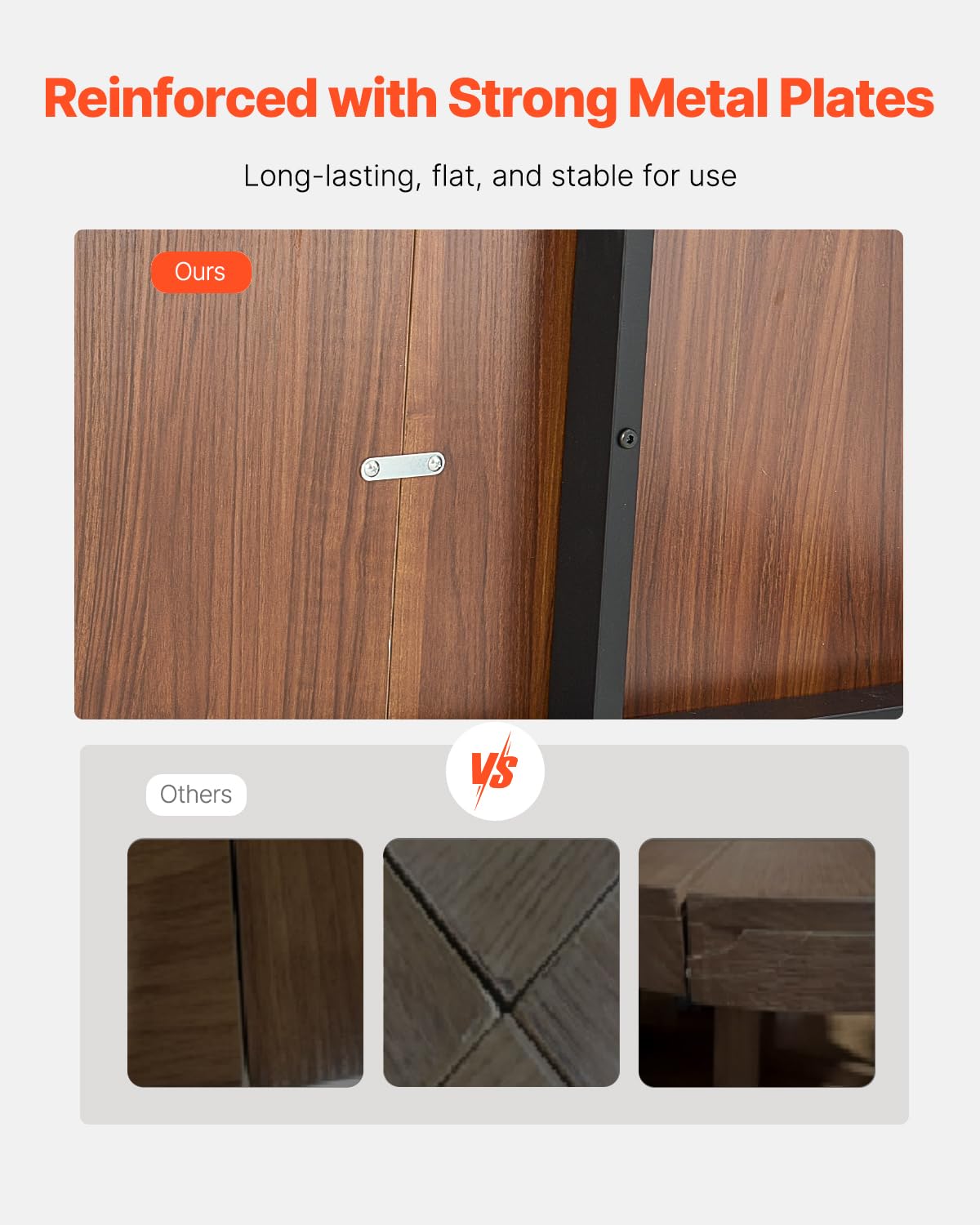 VEVOR Rectangle Dining Table, 71 inch Length Large Wood Tables for 6-8 Person, Farmhouse Dinner Furniture, Rustic Conference Desk with Iron Legs, for Home Kitchen Living Room, Brown(Only Table) VEVOR