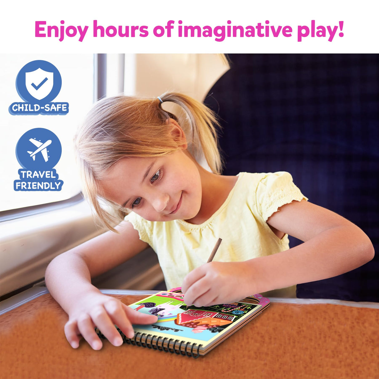 Skillmatics Scratch Art Book for Kids - Unicorns & Princesses, Craft Kits & Supplies, 30+ Scratch Stickers, Travel Toys, DIY Kit, Gifts for Girls & Boys Ages 3, 4, 5, 6, 7, 8 Skillmatics