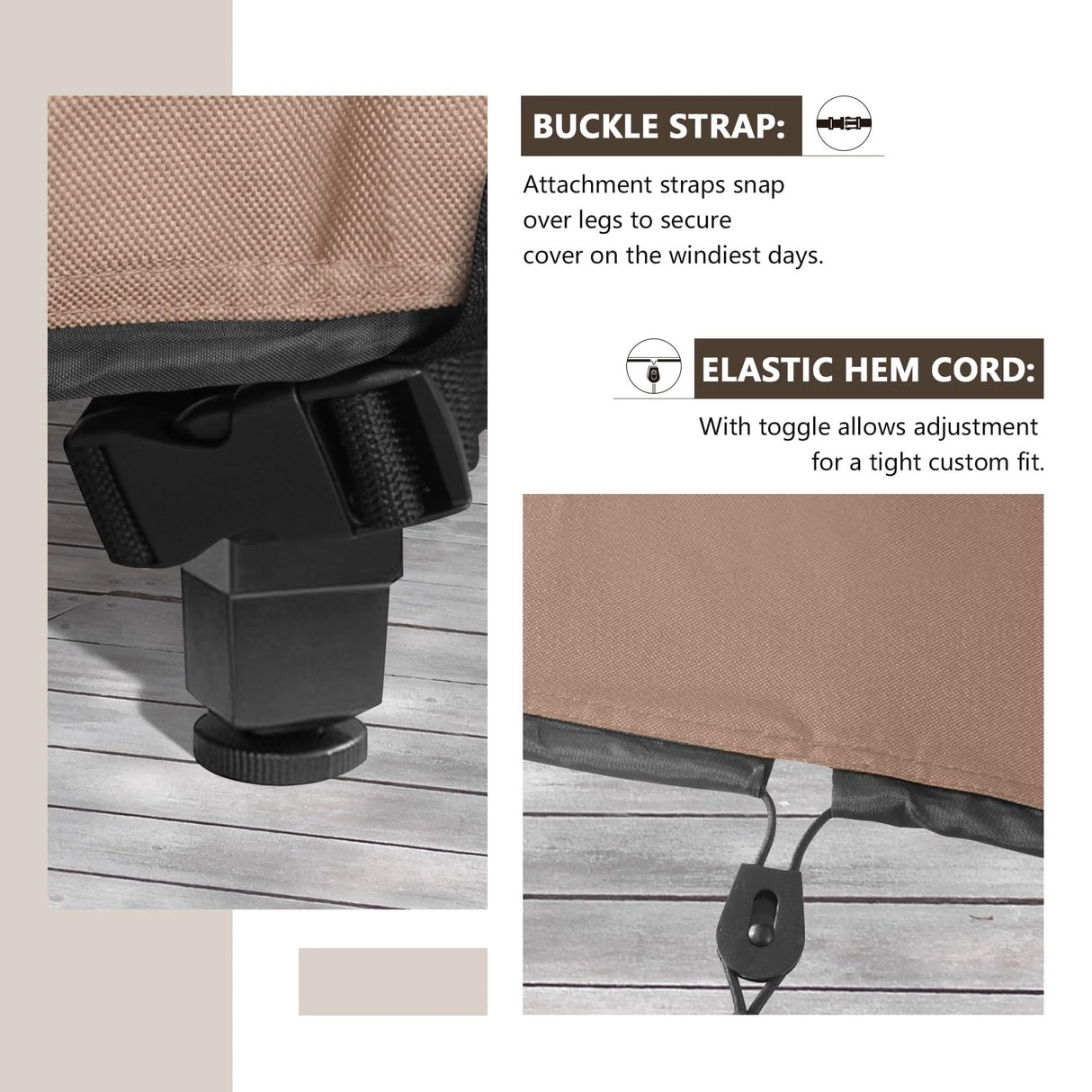 ULTCOVER Rectangular Patio Heavy Duty Table Cover - 600D Tough Canvas Waterproof Outdoor Dining Table and Chairs General Purpose Furniture Cover Size 126L x 74W x 28H inch ULTCOVER