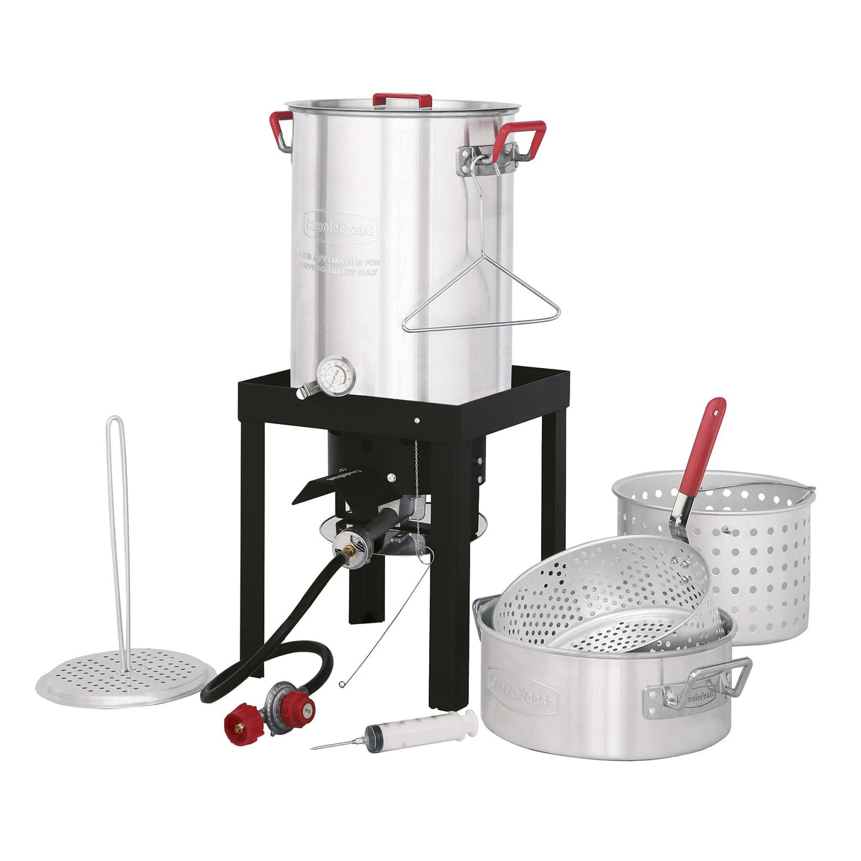 CreoleFeast TFS3010 Propane 30 Qt. Turkey and 10 Qt. Fish Fryer Boiler Steamer Set, 50,000 BTU Burner, Ideal for Outdoor Cooking Creole Feast