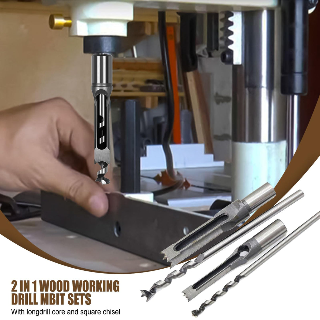 HSOKEW Woodworking Square Hole Drill Bits, Wood Mortising Chisel Set Wood Square Hole Mortising Chisel Drill Bit for Mortising Machines (1/4, 5/16, 3/8, 1/2, 9/16, 5/8, 3/4) HSOKEW