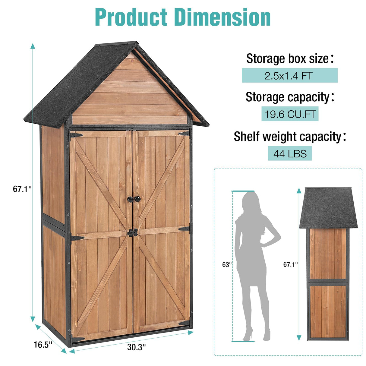 Sheds Outdoor Storage,Garden Shed with Metal Frame Structure and Adjustable Shelves,Large Capacity Storage Tool Cabinet Box for Backyard Garden Patio Lawn (Brown) Suumerpety