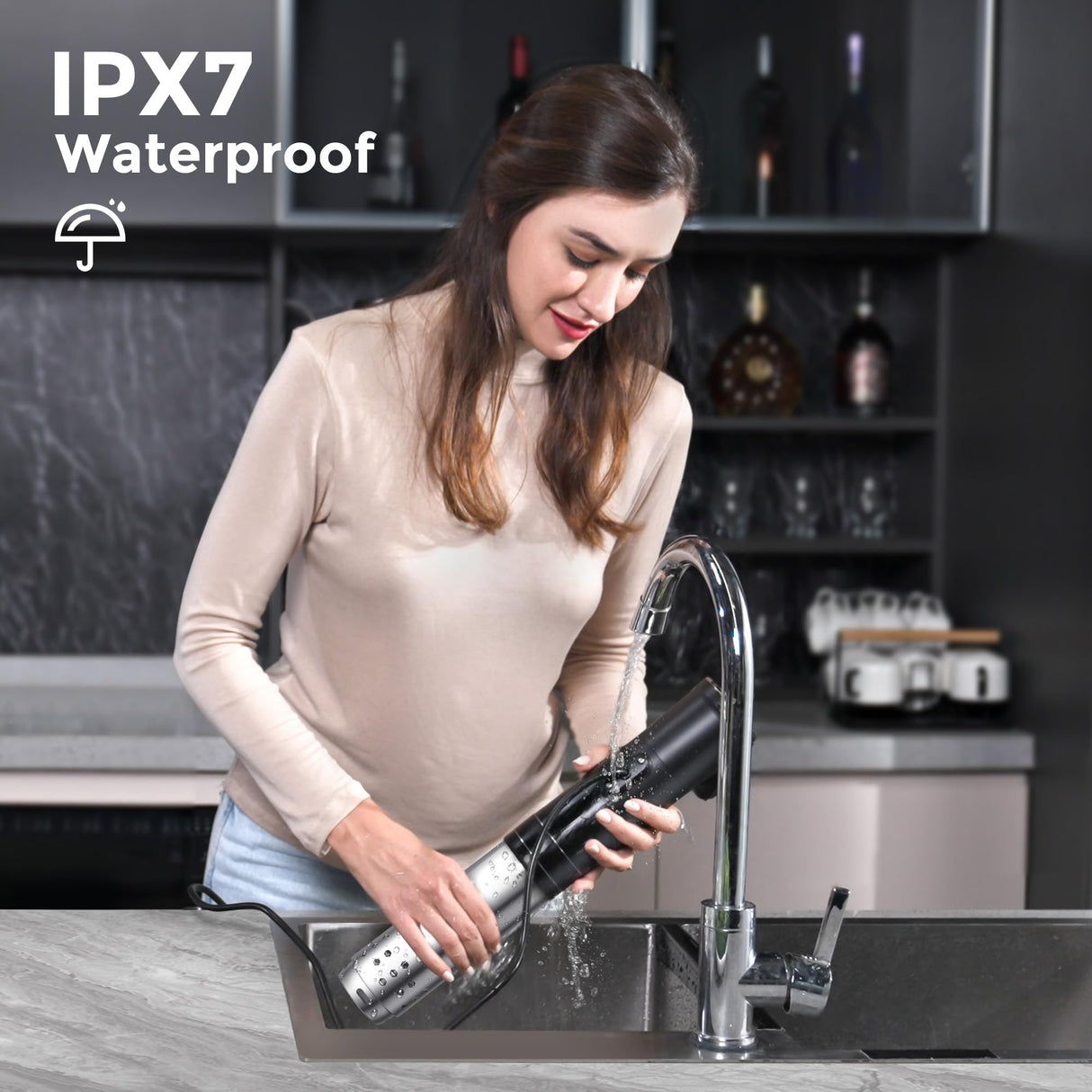 KitchenBoss WIFI Sous Vide Cooker: Ultra-Quiet Sous-vide Cooking Machine 1100 Watts Stainless Steel Immersion Circulator for Kitchen with TFT Preset Recipes, Black KitchenBoss