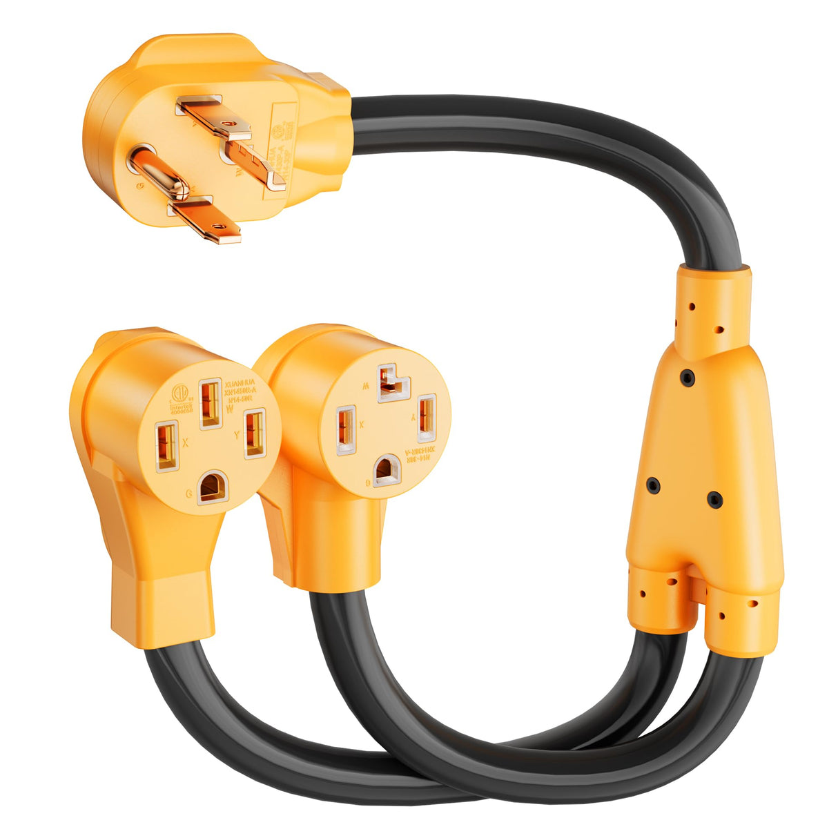 MECMO 30 Amp Dryer Y Splitter to RV/EV, NEMA 14-30P to 14-50R / 14-30R Splitter Power Cord Adapter, Dryer 4-Prong 30 AMP Y Adapter Cable for EV RV Car Charging at Dryer Outlet 250V, STW 10 AWG, 2ft MECMO